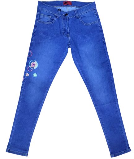 GIRLS JEANS WITH CIRCLE EMBROIDERY