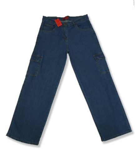 GIRLS CARGO WIDER LEG JEANS