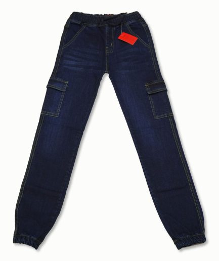 BOYS ELASTICATED WAIST BAND AND BOTTOM CARGO FLIM FIT JEANS
