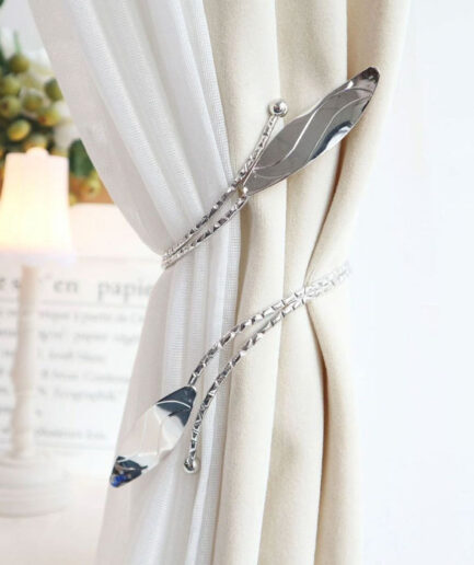 Metal Shapeless Silver Curtain Holder Pair