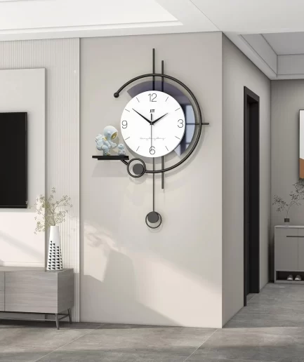 Large Wall Clock for Living Room Decor with Pendulum